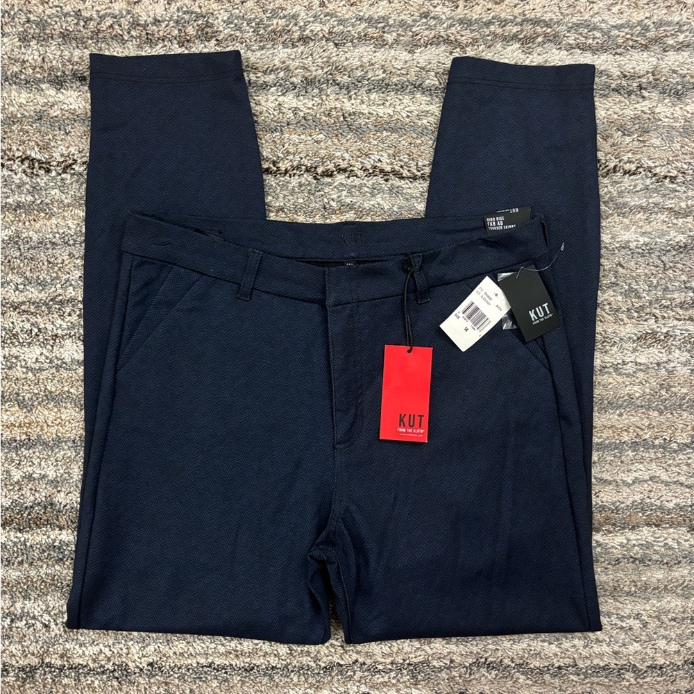 KUT From The Kloth High Rise Fab Ab Trousers Sz 14 NWT | KUT Women Navy Trouser- - Picture 2 of 14